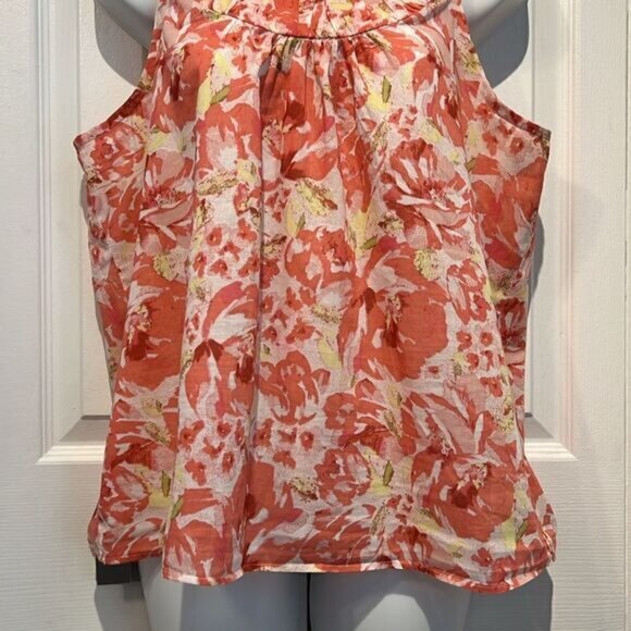 Loft Ann Taylor Sleeveless Floral Print Cotton Top Size LP - Picture 5 of 11